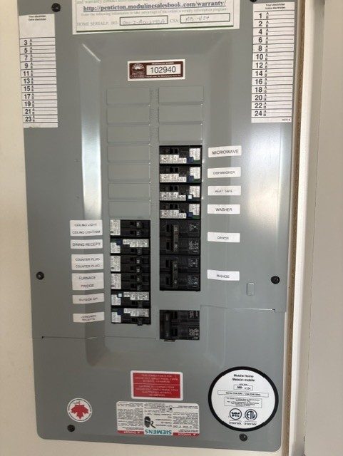 Fully labeled residential breaker panel directory