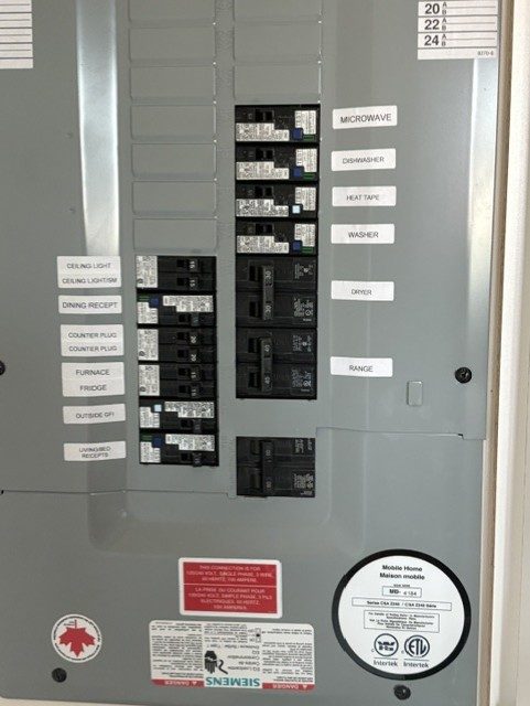 Second labeled breaker panel directory with circuit tags